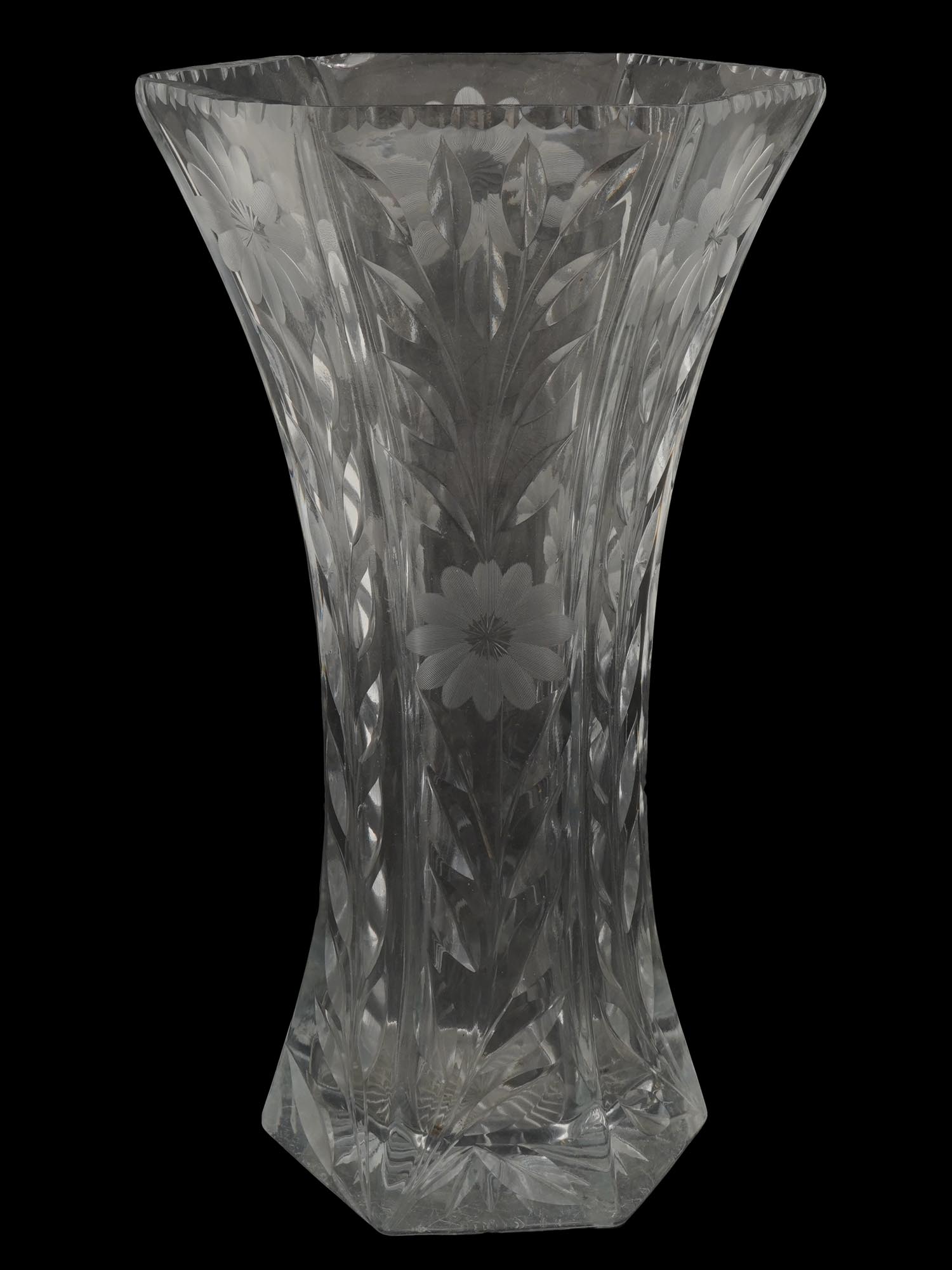 TIFFANY AND CO STYLE CRYSTAL CUT GLASS VASE PIC-0